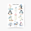 Winter Eisbär & Pinguin Sticker Sheet