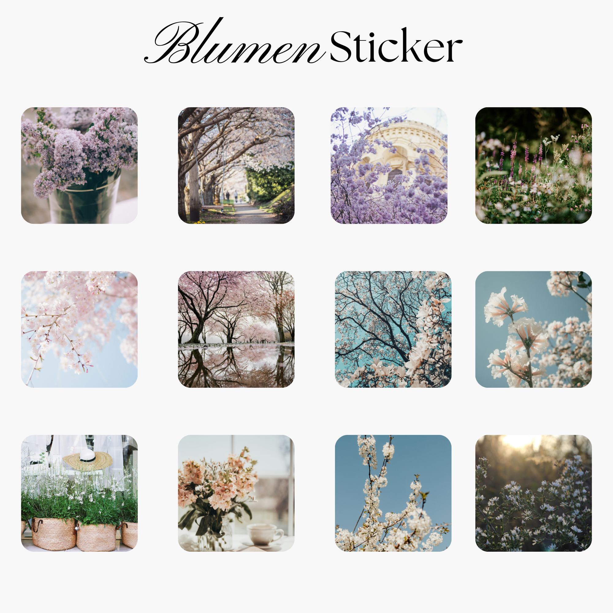 12 Blumen Sticker