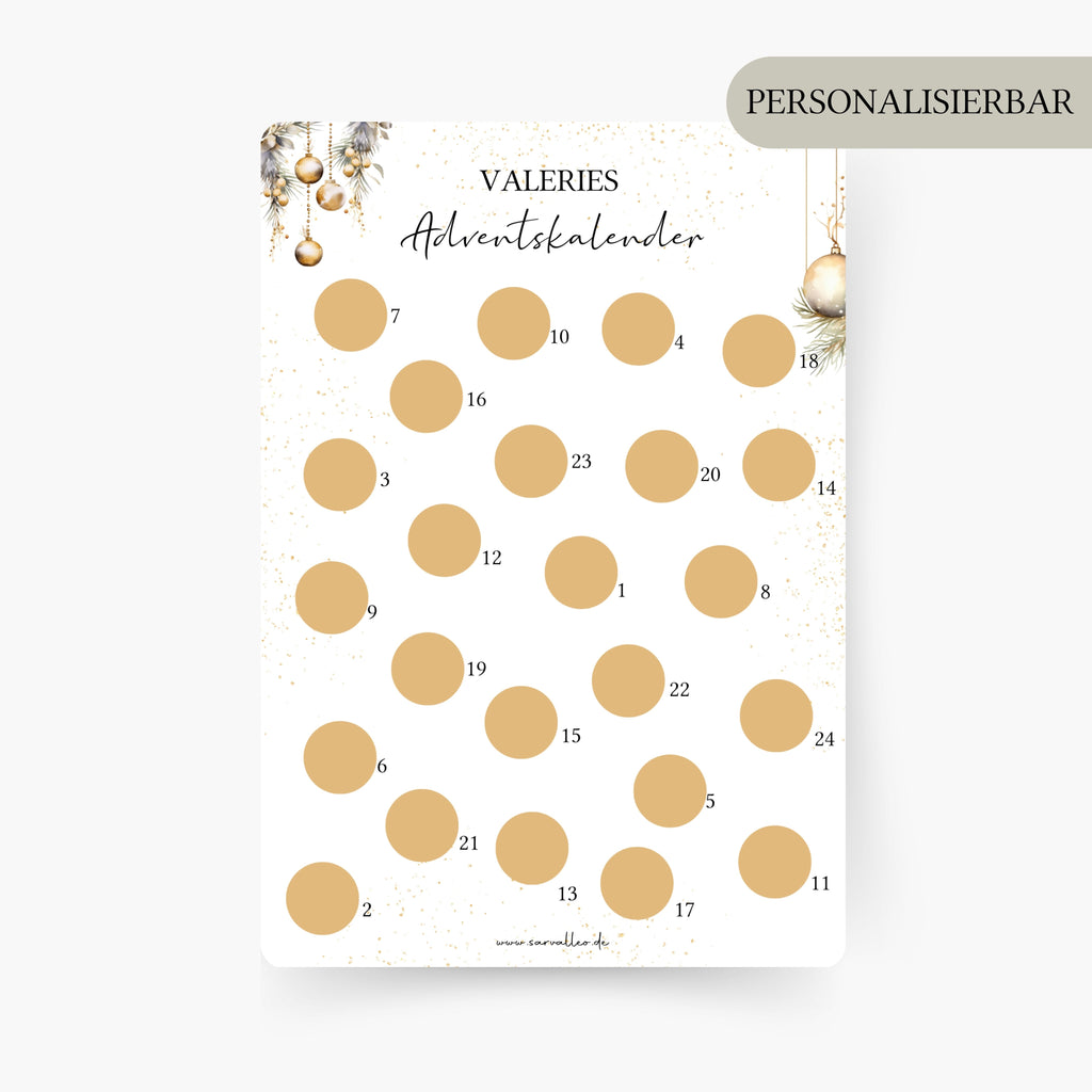 Adventskalender mit 24 Feldern zum Freirubbeln