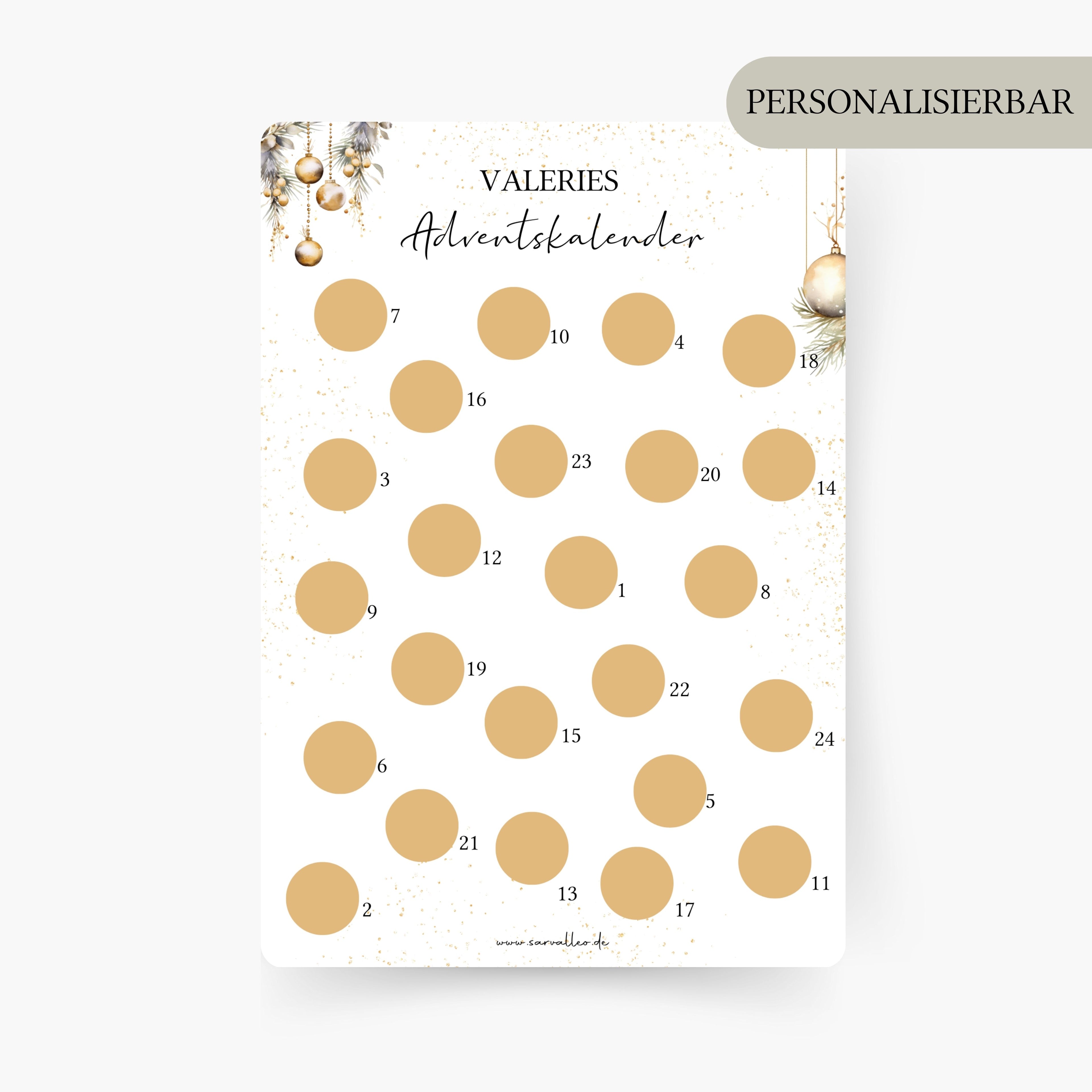 Adventskalender mit 24 Feldern zum Freirubbeln