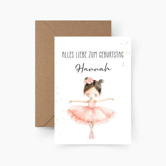 Geburtstagskarte Ballerina personalisiert mit Namen A6