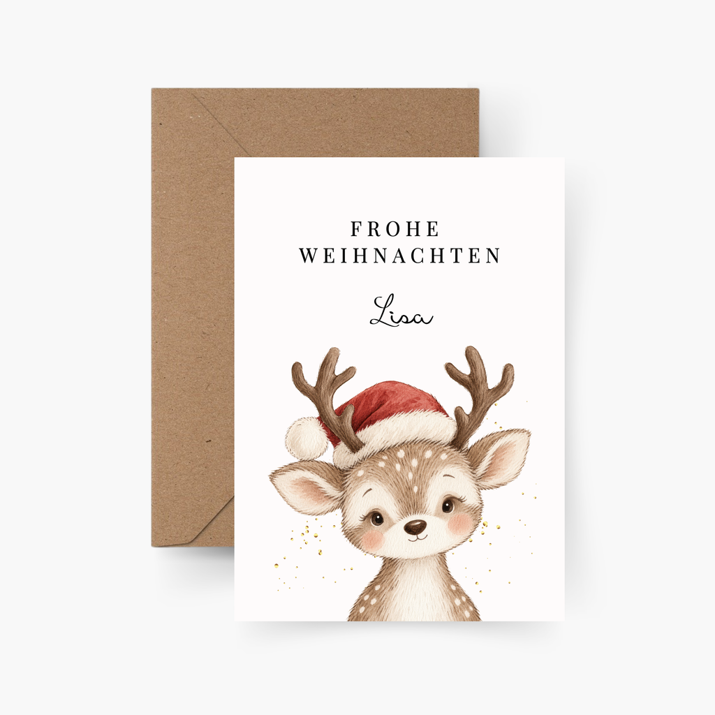 Frohe Weihnachten Reh personalisiert mit Name A6