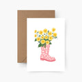 Motiv Postkarte Gummistiefel und Blumen A6