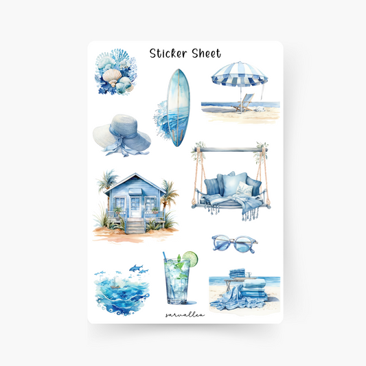 Blue Beach Sticker Sheet