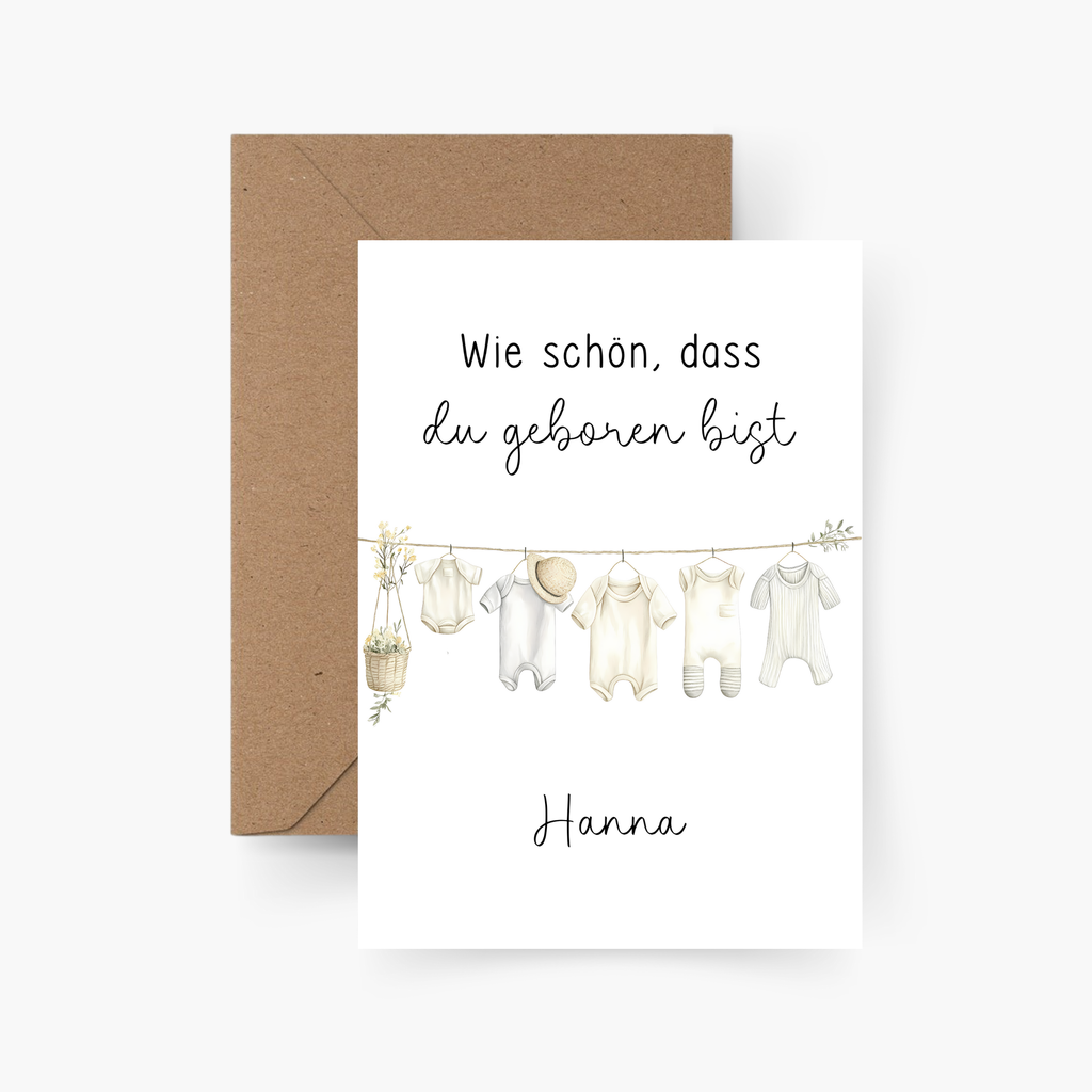 Karte zur Geburt personalisiert mit Namen A6