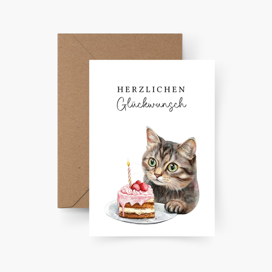 Geburtstagskarte Herzlichen Glückwunsch Katze A6