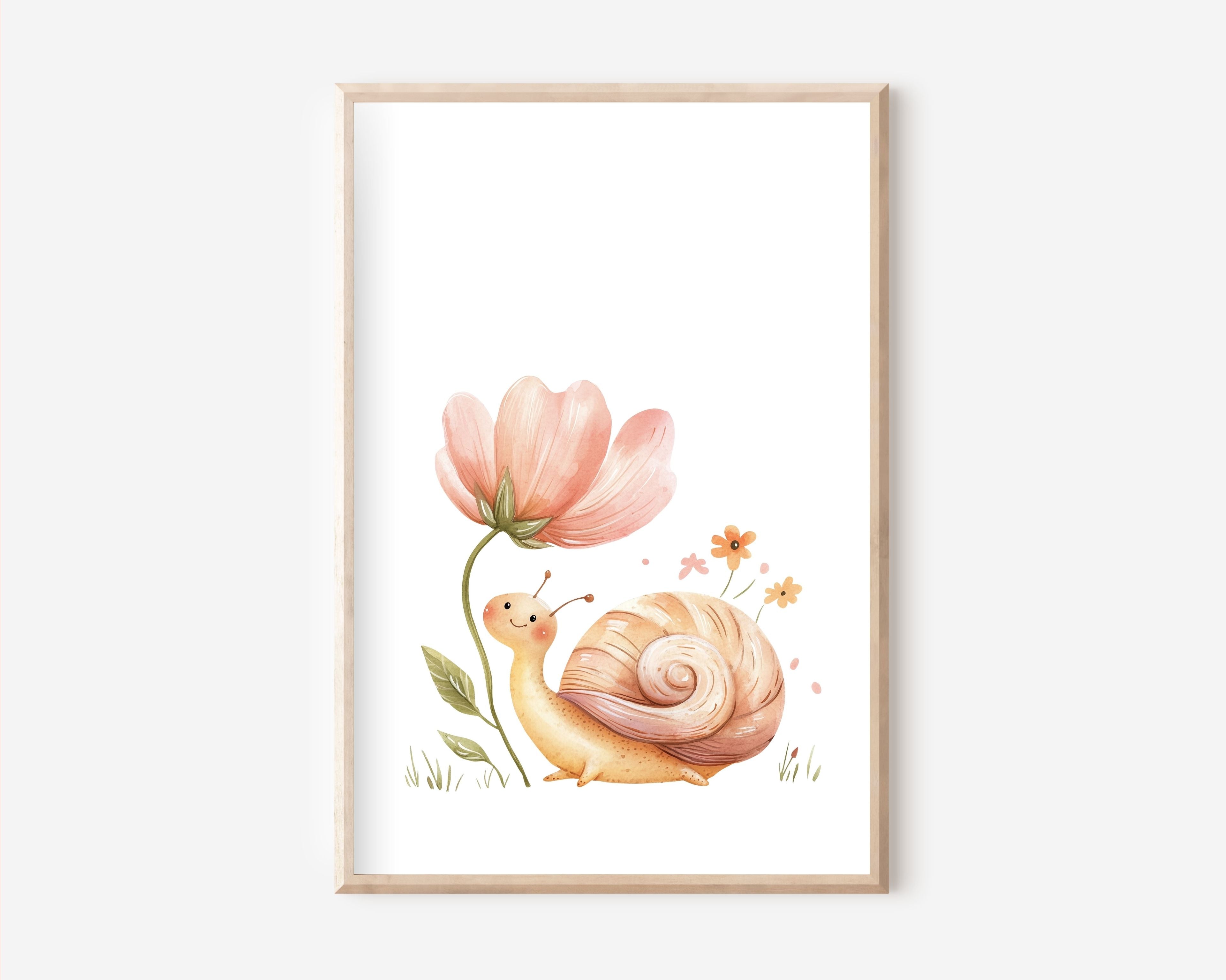 Schnecke mit Blume Poster | Kinderzimmer