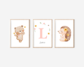 Personalisiertes Poster Set mit Tieren A4 | Kinderzimmer