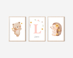 Personalisiertes Poster Set mit Tieren A4 | Kinderzimmer