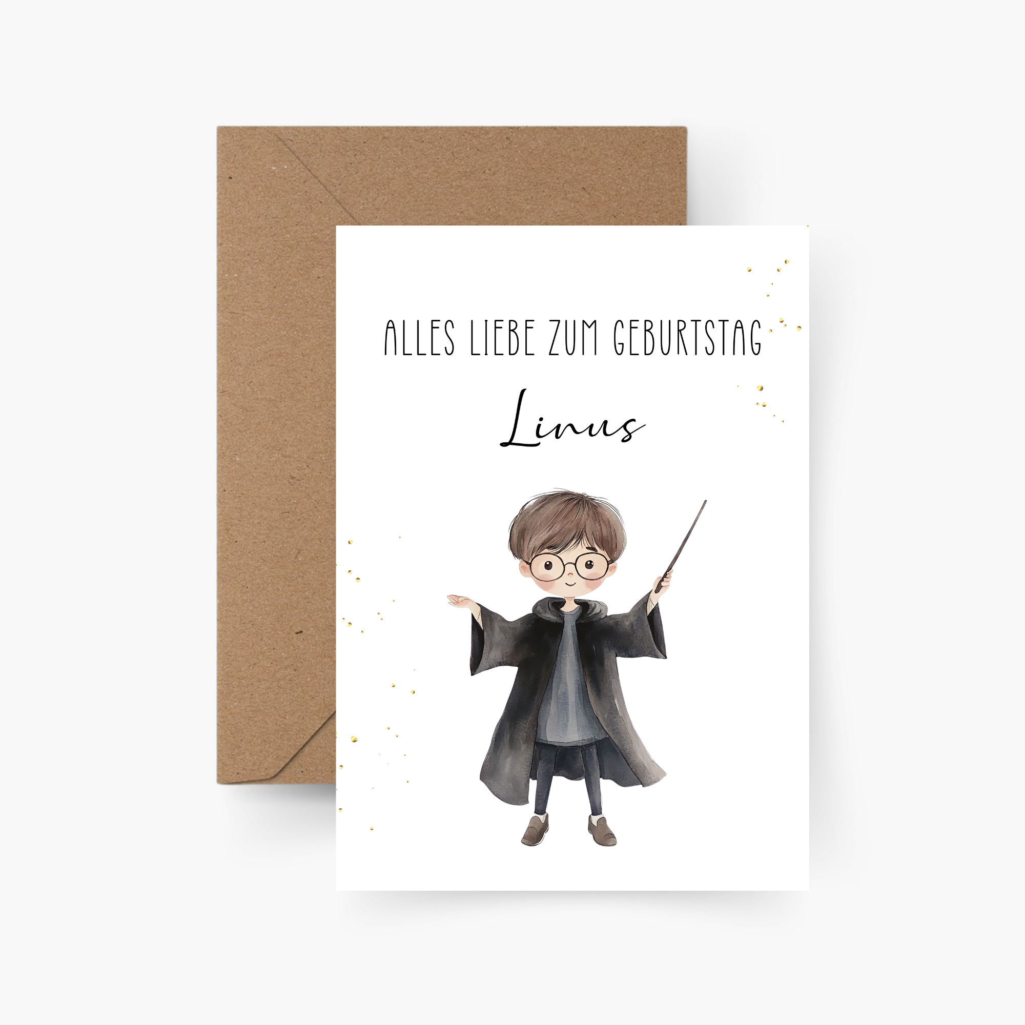 Geburtstagskarte Zauberer personalisiert mit Namen A6