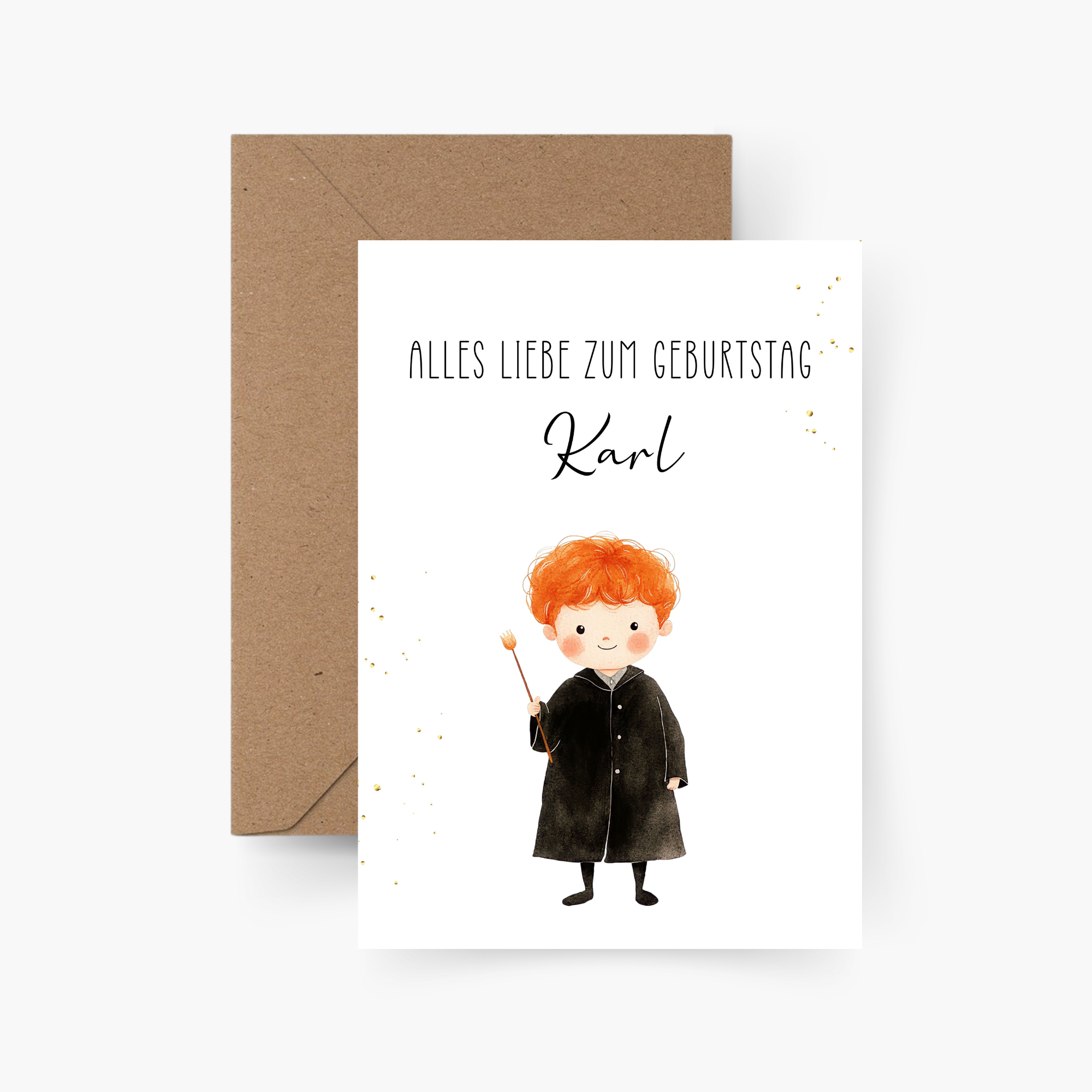 Geburtstagskarte Zauberer personalisiert mit Namen A6