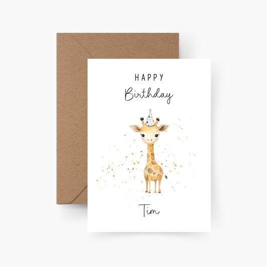 Geburtstagskarte Giraffe personalisiert mit Namen A6