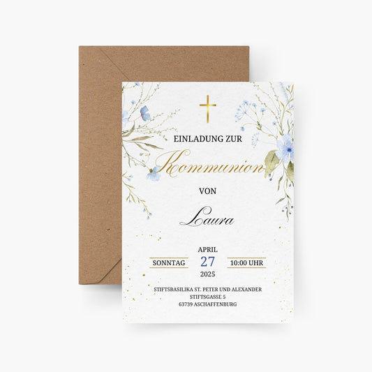 Einladungskarte zur Kommunion personalisiert A6