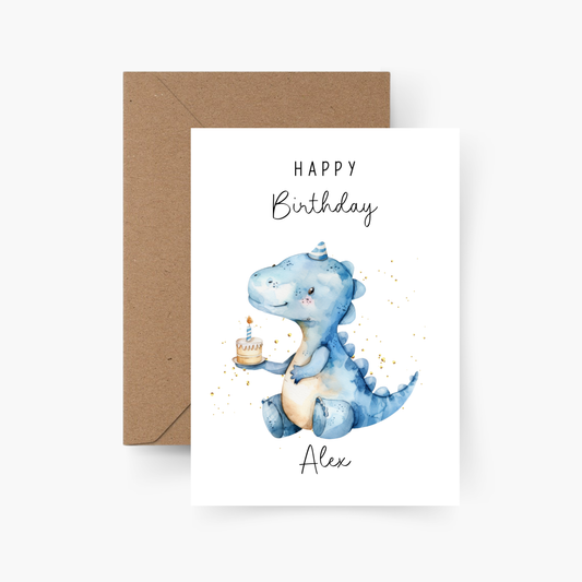 Geburtstagskarte Dino personalisiert mit Namen A6