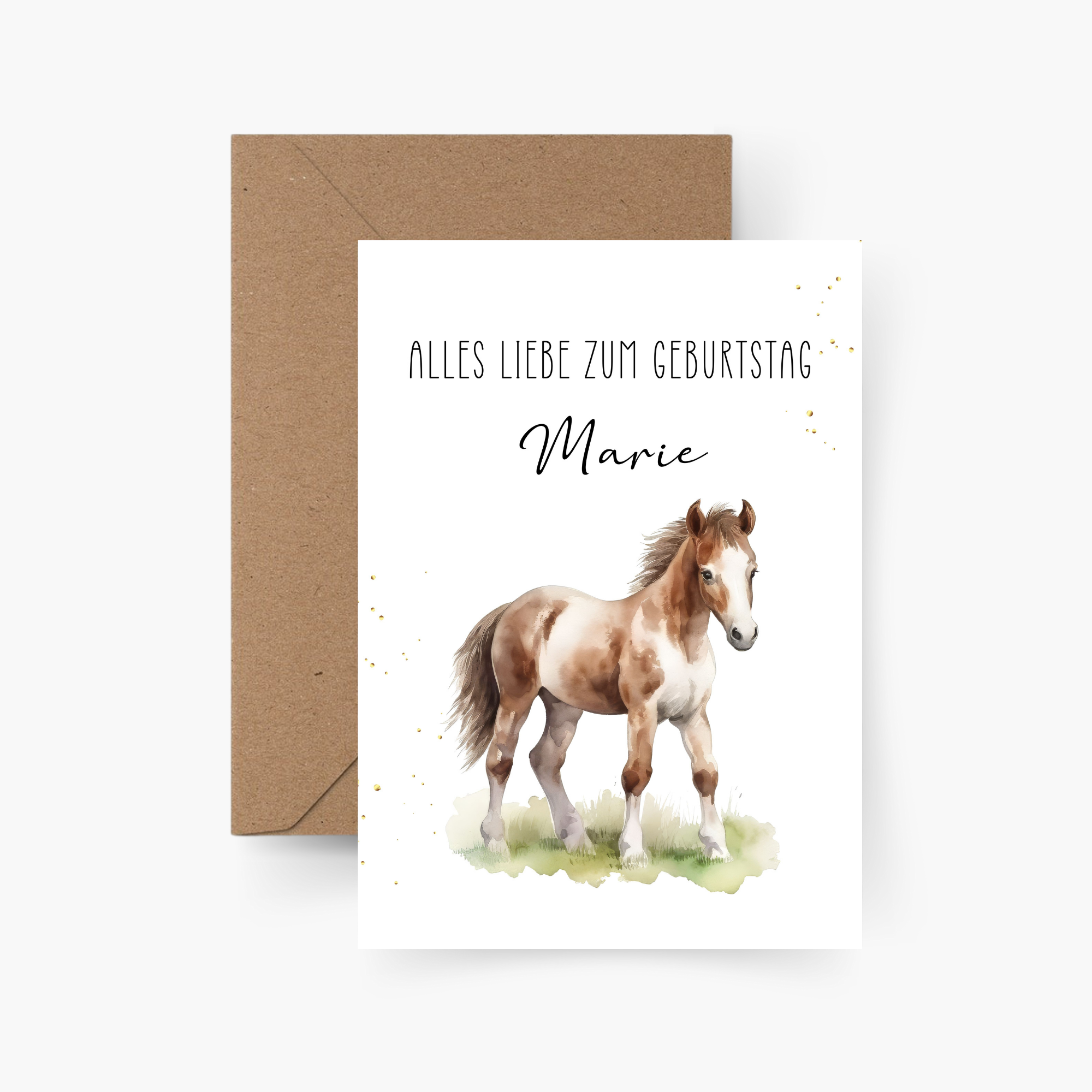 Geburtstagskarte Pferd personalisiert mit Namen A6