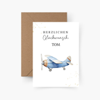Geburtstagskarte Flugzeug personalisiert mit Namen A6