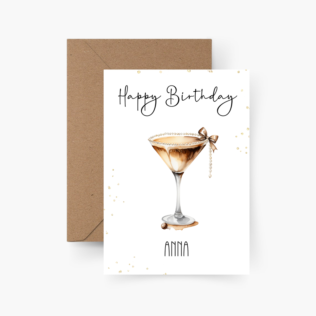 Geburtstagskarte Espresso Martini personalisiert mit Namen A6