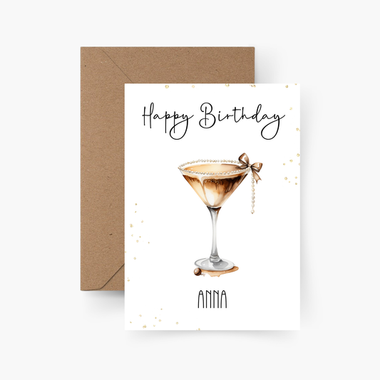 Geburtstagskarte Espresso Martini personalisiert mit Namen A6