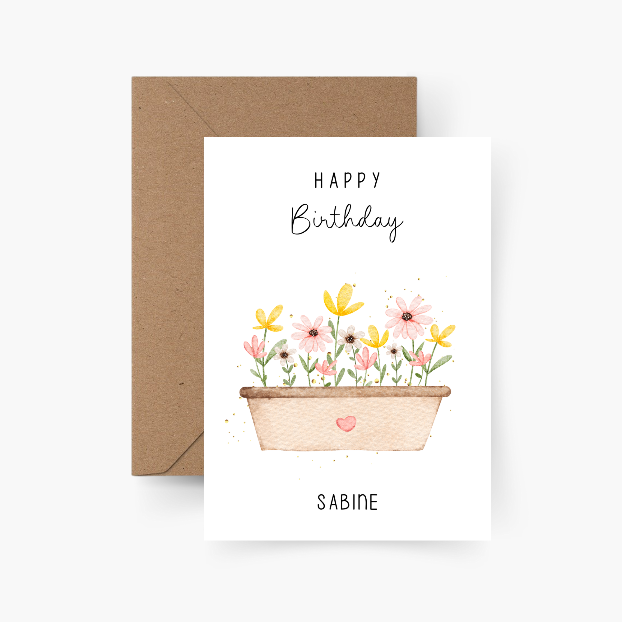 Geburtstagskarte Blumen personalisiert mit Namen A6