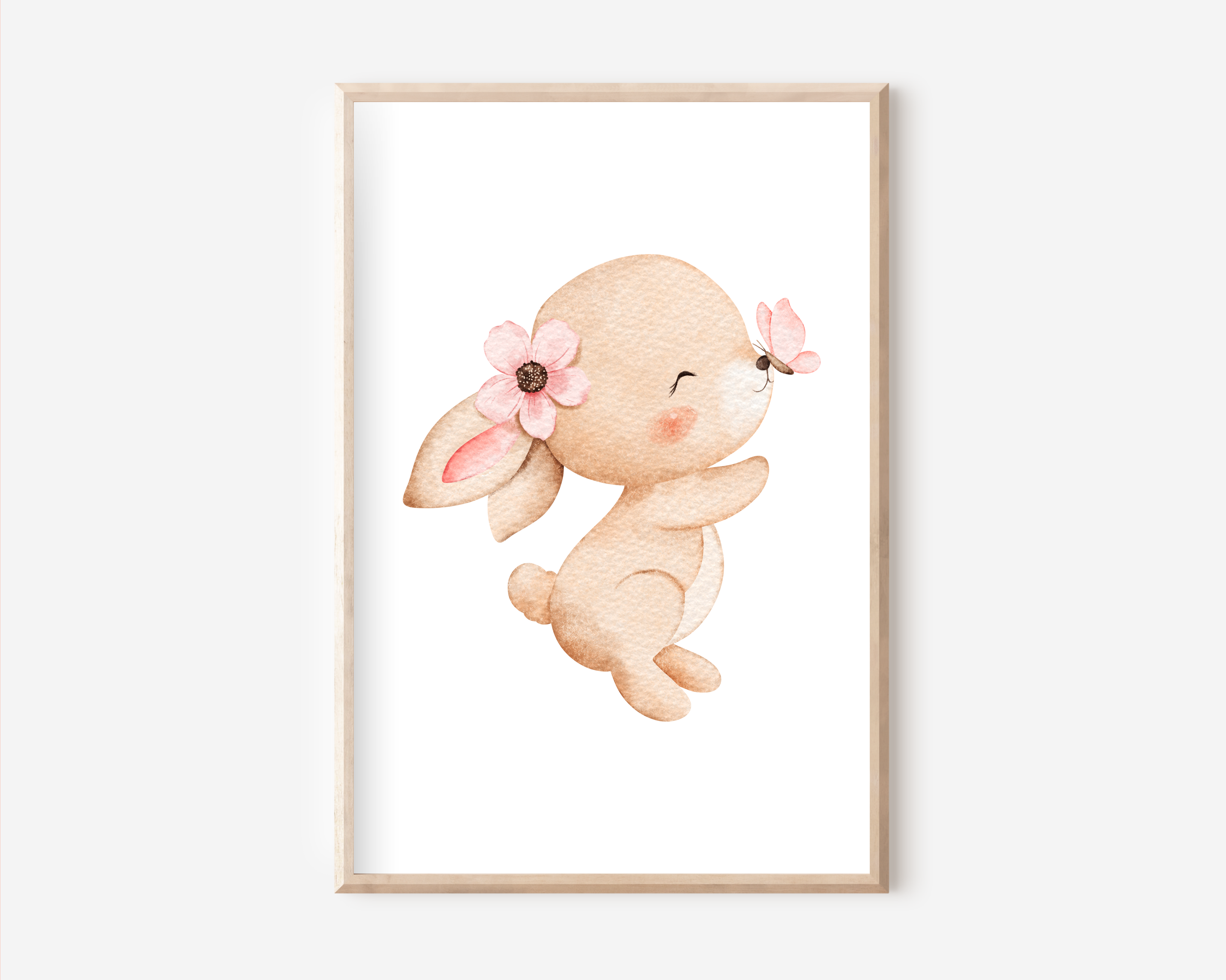 Hase mit Schmetterling Poster | Kinderzimmer