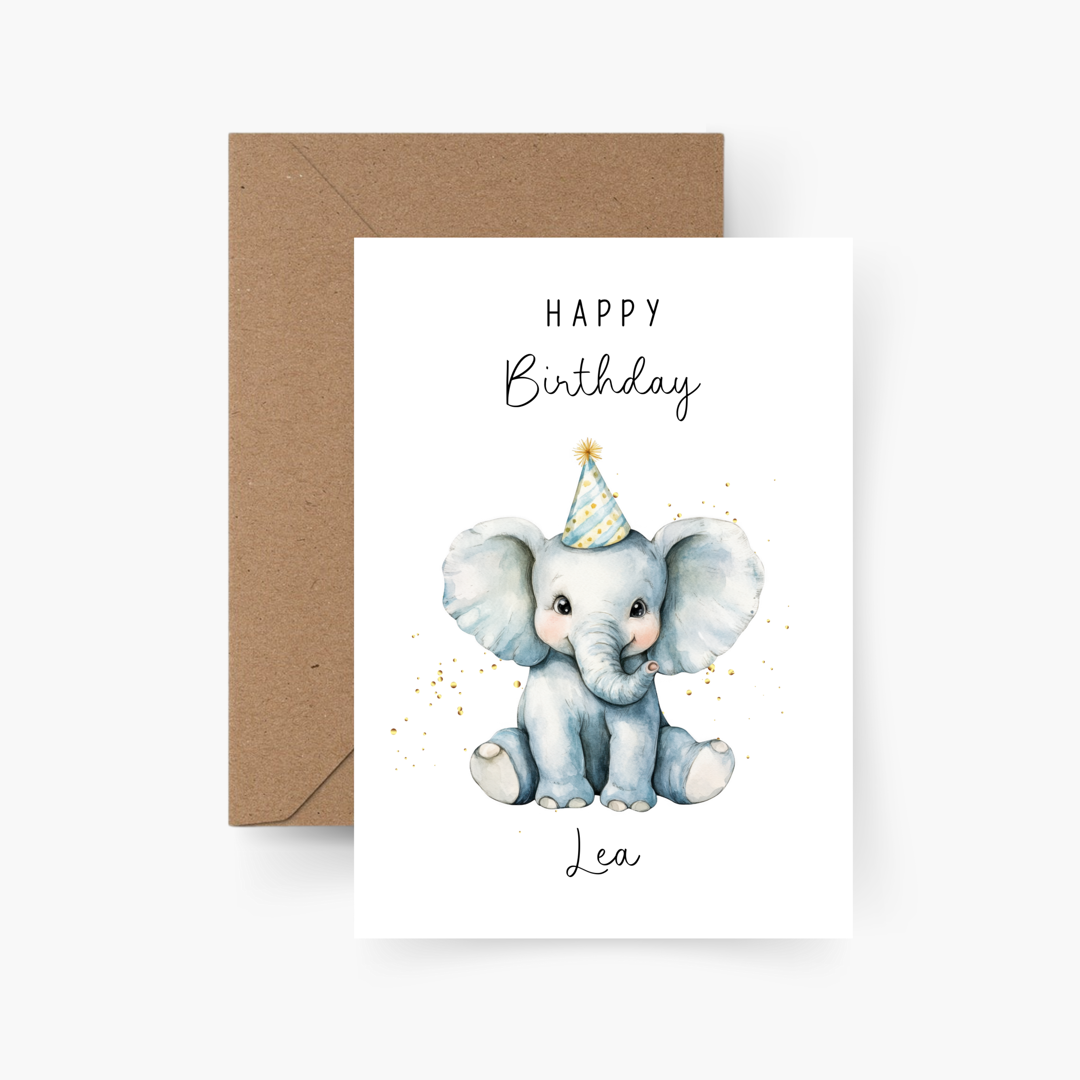 Geburtstagskarte Elefant personalisiert mit Namen A6