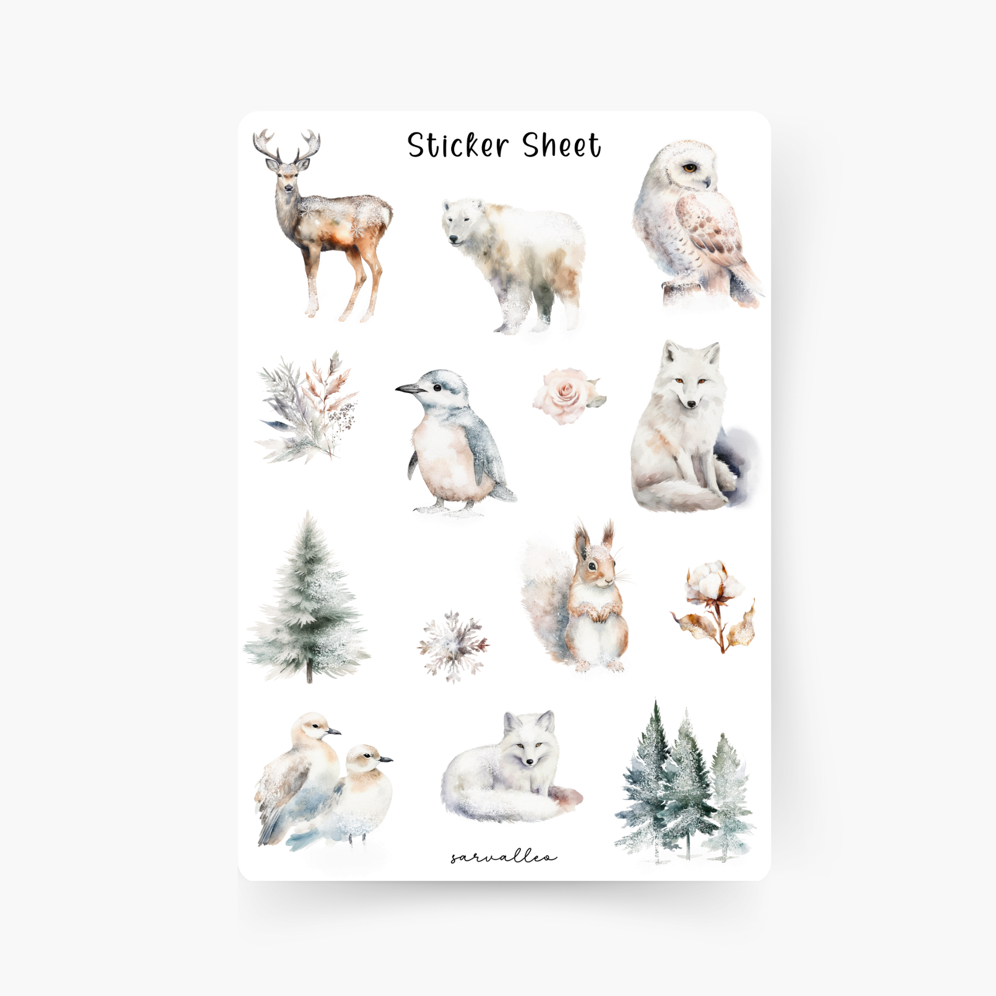 Winter Tiere Sticker Sheet