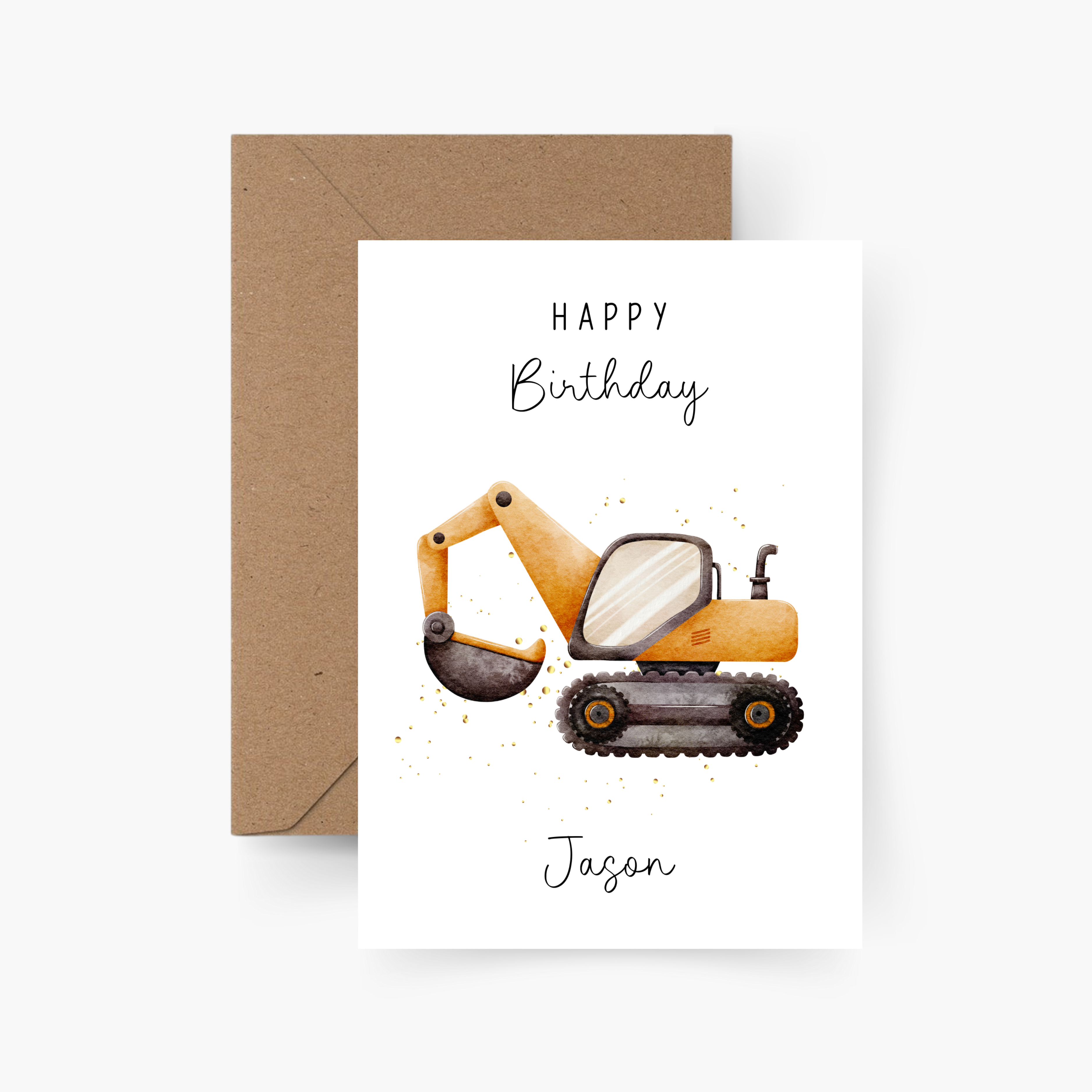 Geburtstagskarte Bagger personalisiert mit Namen A6