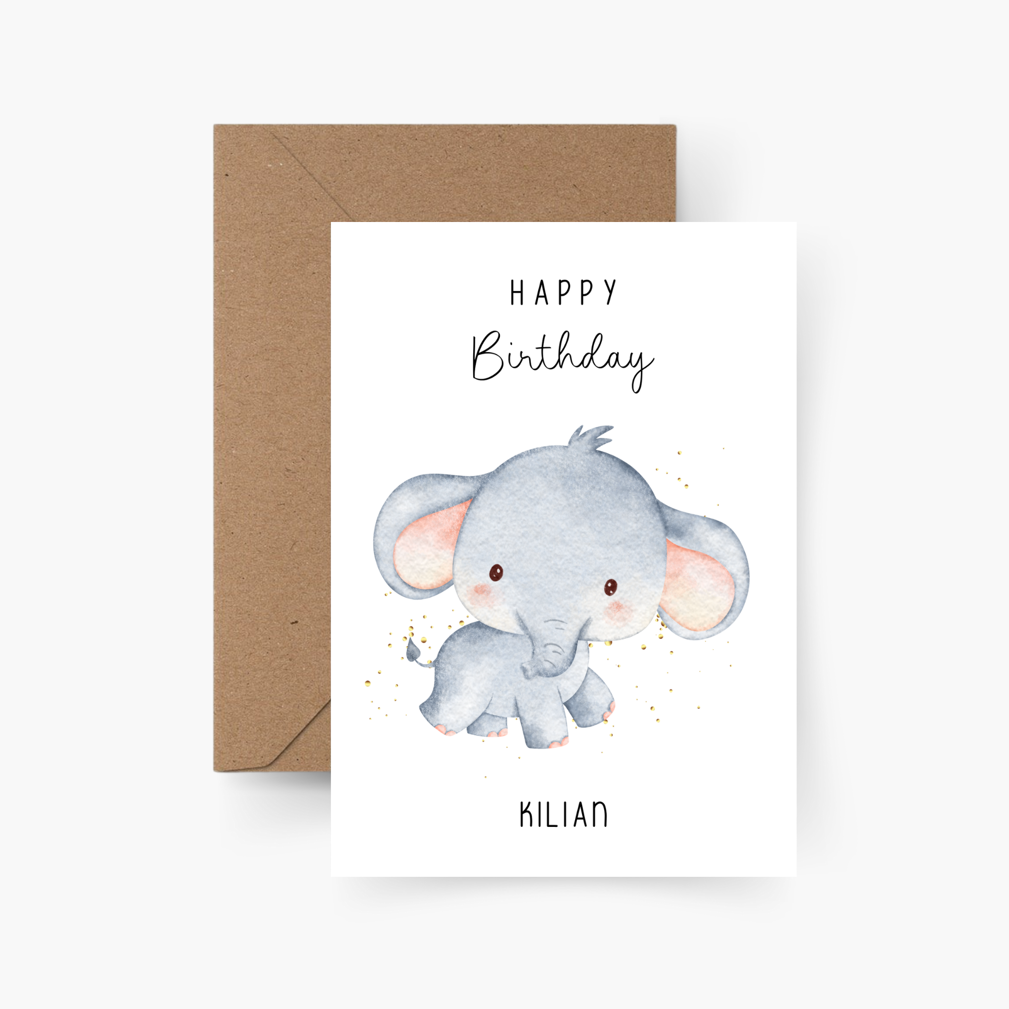 Geburtstagskarte Elefant personalisiert mit Namen A6
