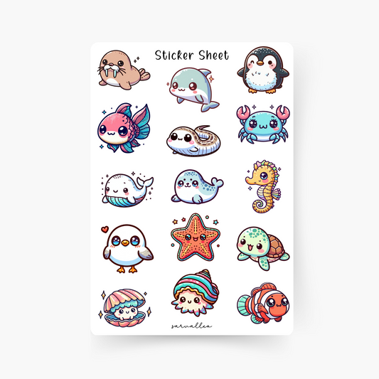 Kawaii Unterwasser Sticker Sheet