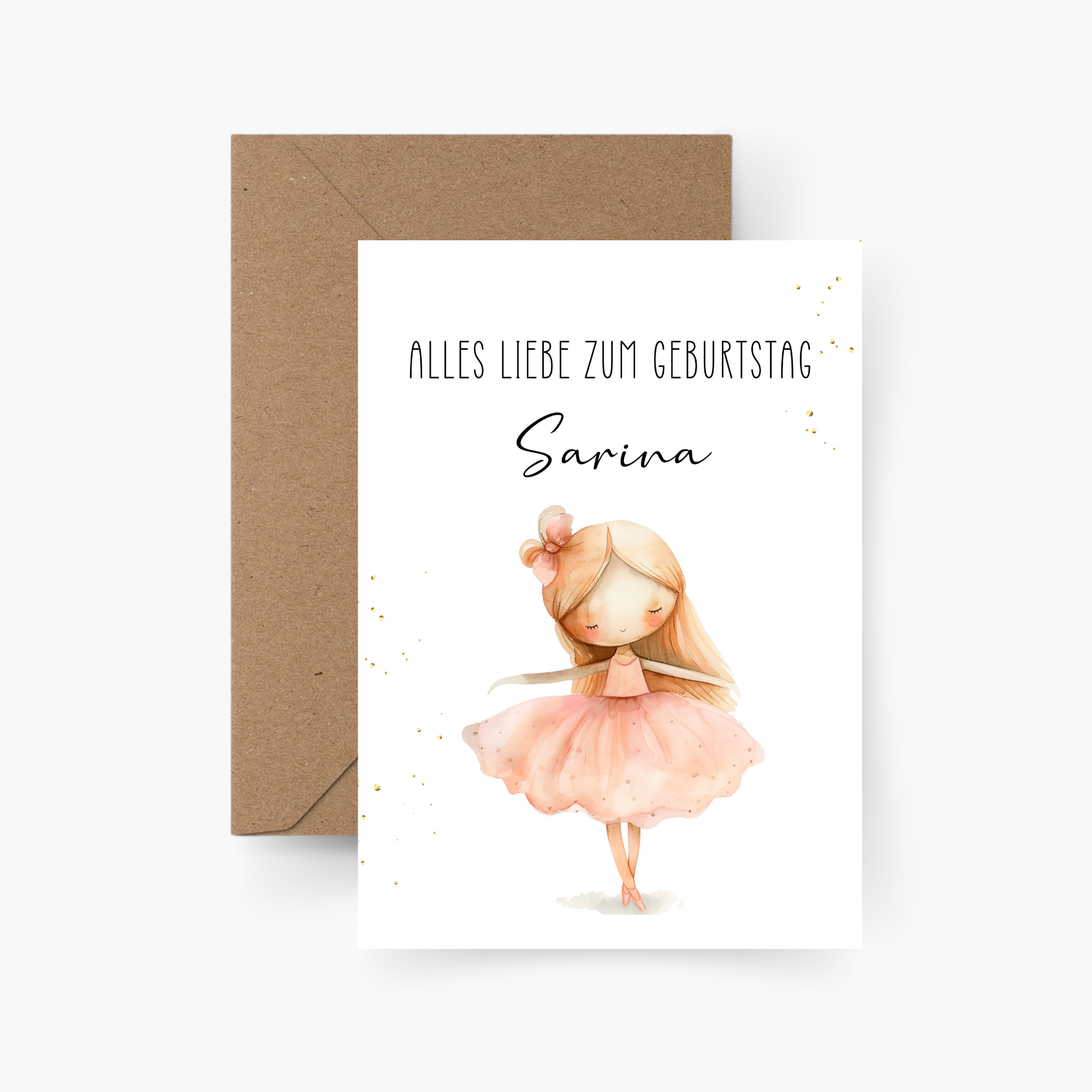 Geburtstagskarte Ballerina personalisiert mit Namen A6