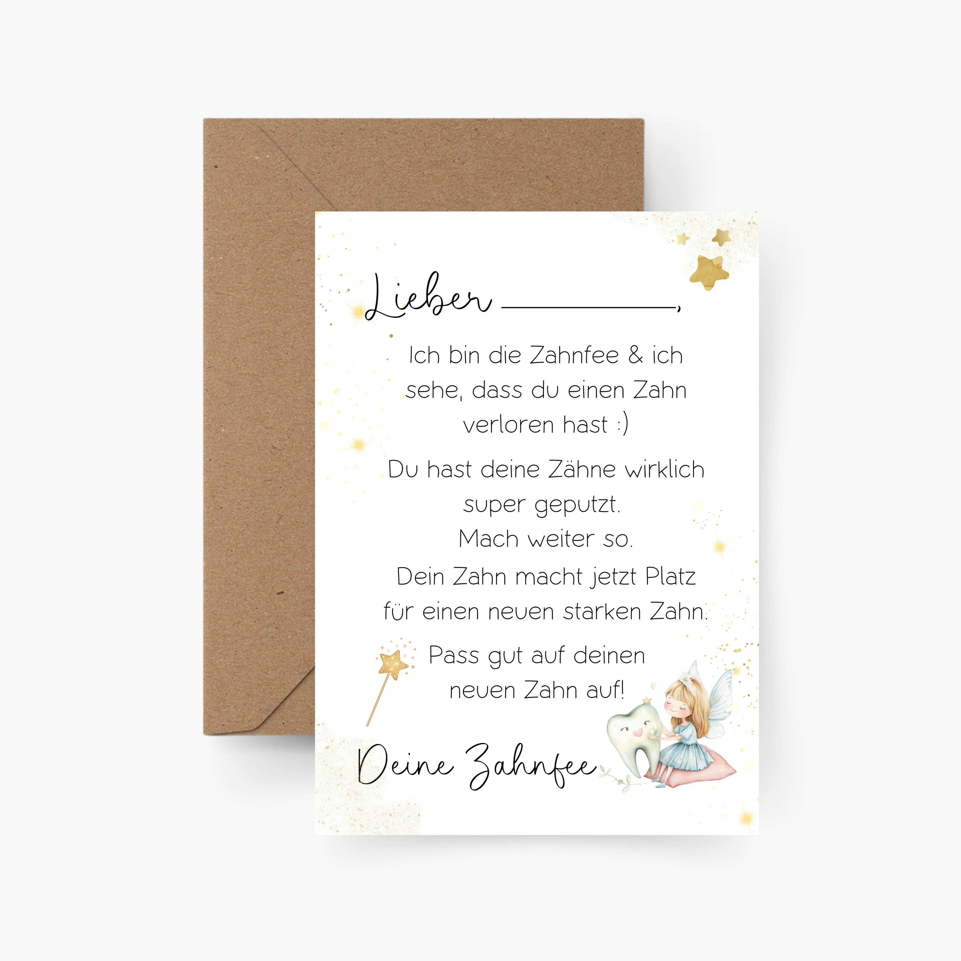 Zahnfee Brief - blaue Zahnfee A6