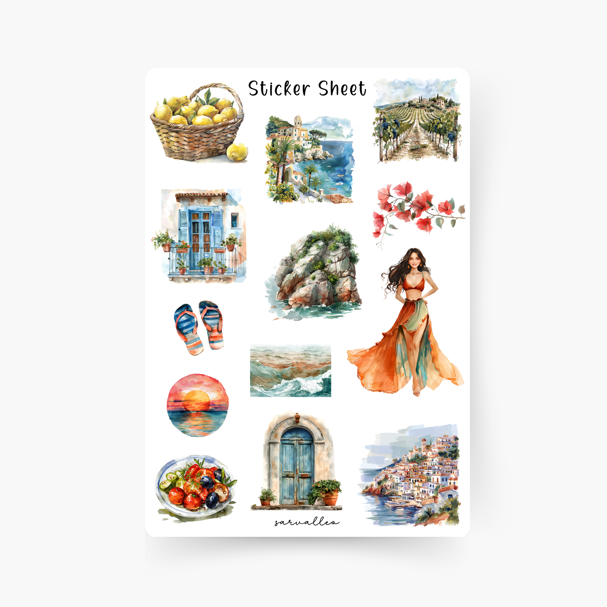 Mediterraner Sommer Sticker Sheet