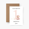 Geburtstagskarte Bär mit Zahl rosa personalisiert mit Namen A6