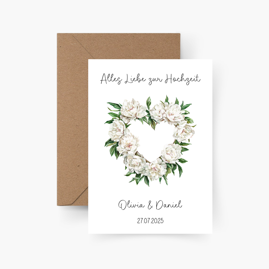 Alles Liebe zur Hochzeit personalisiert mit Namen Karte A6