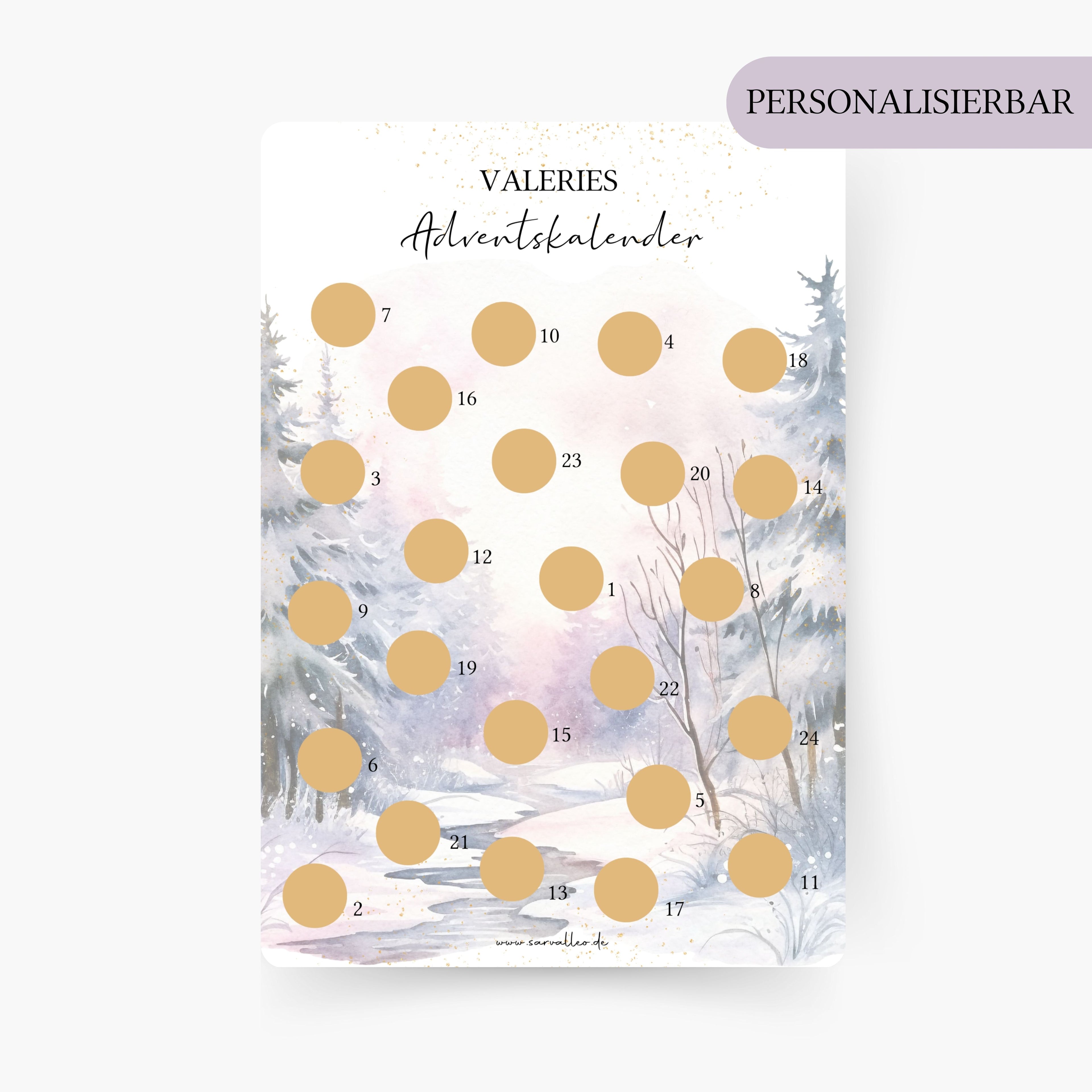 Adventskalender mit 24 Feldern zum Freirubbeln