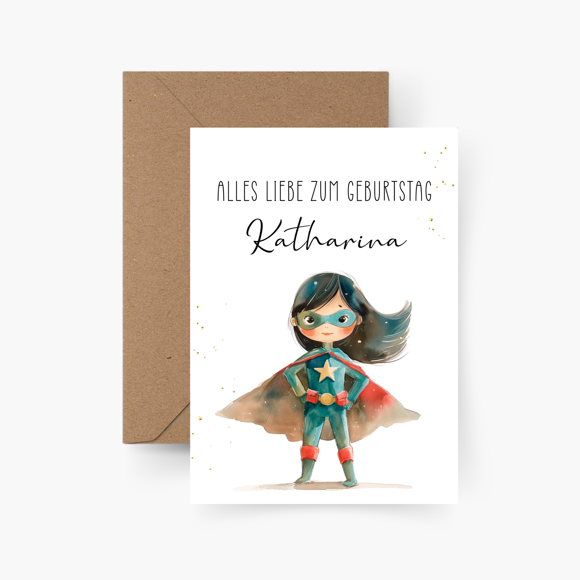 Geburtstagskarte Superheldin personalisiert mit Namen A6
