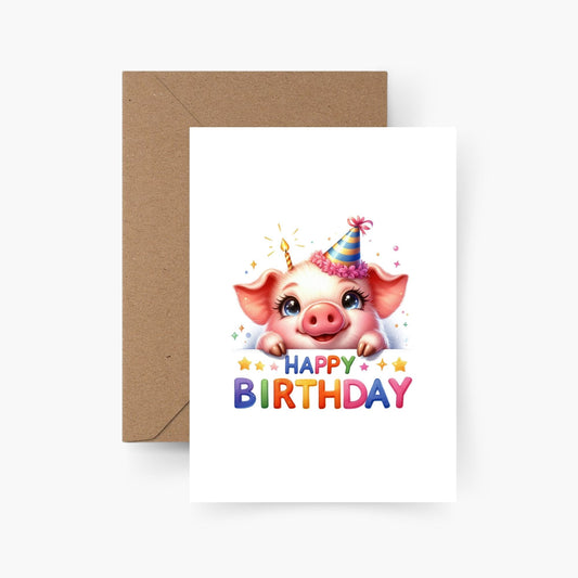 Geburtstagskarte Happy Birthday Schwein A6