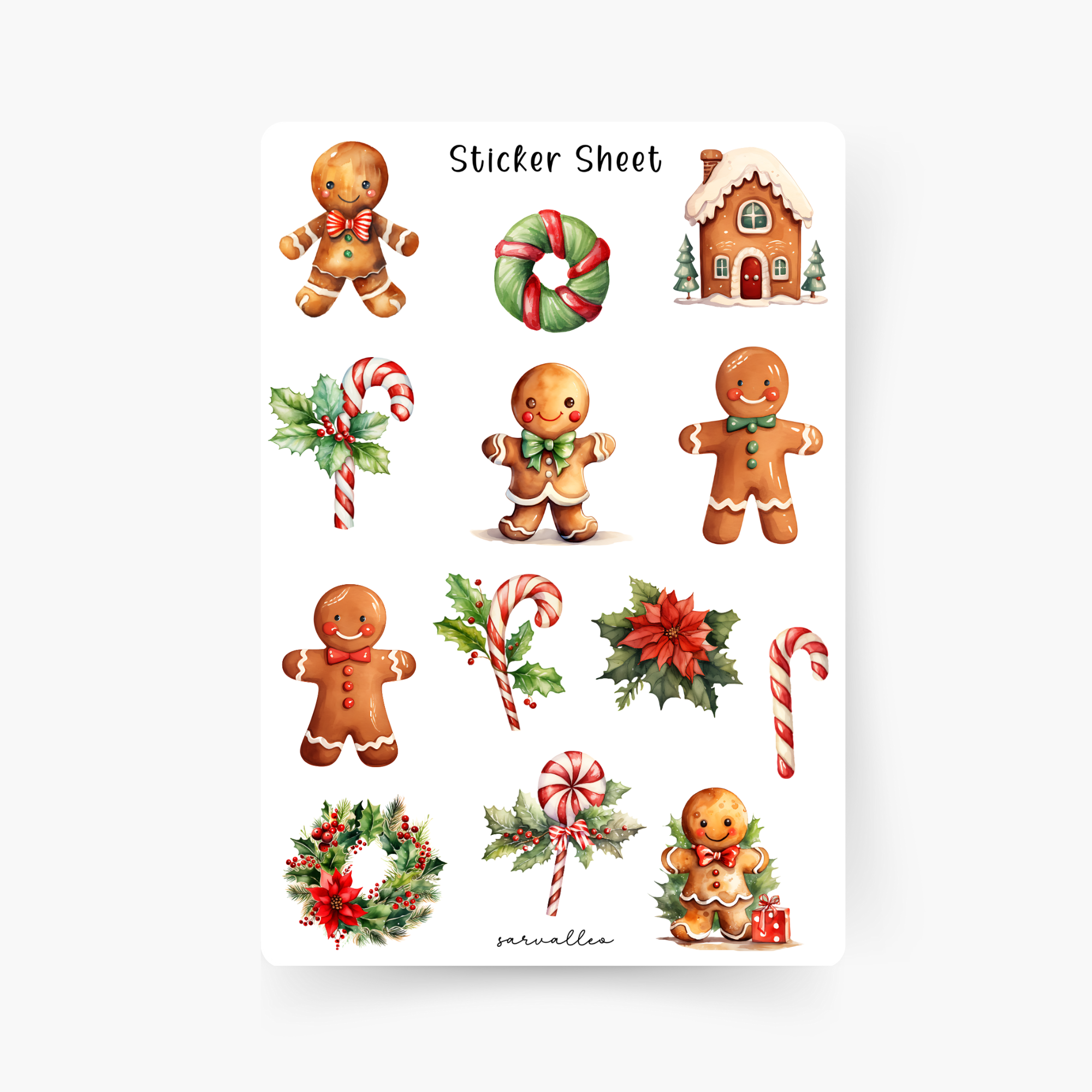 Gingerbread Christmas Sticker Sheet