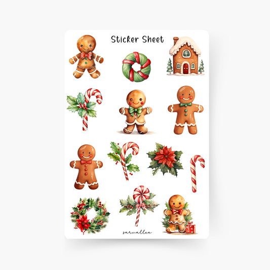 Gingerbread Christmas Sticker Sheet