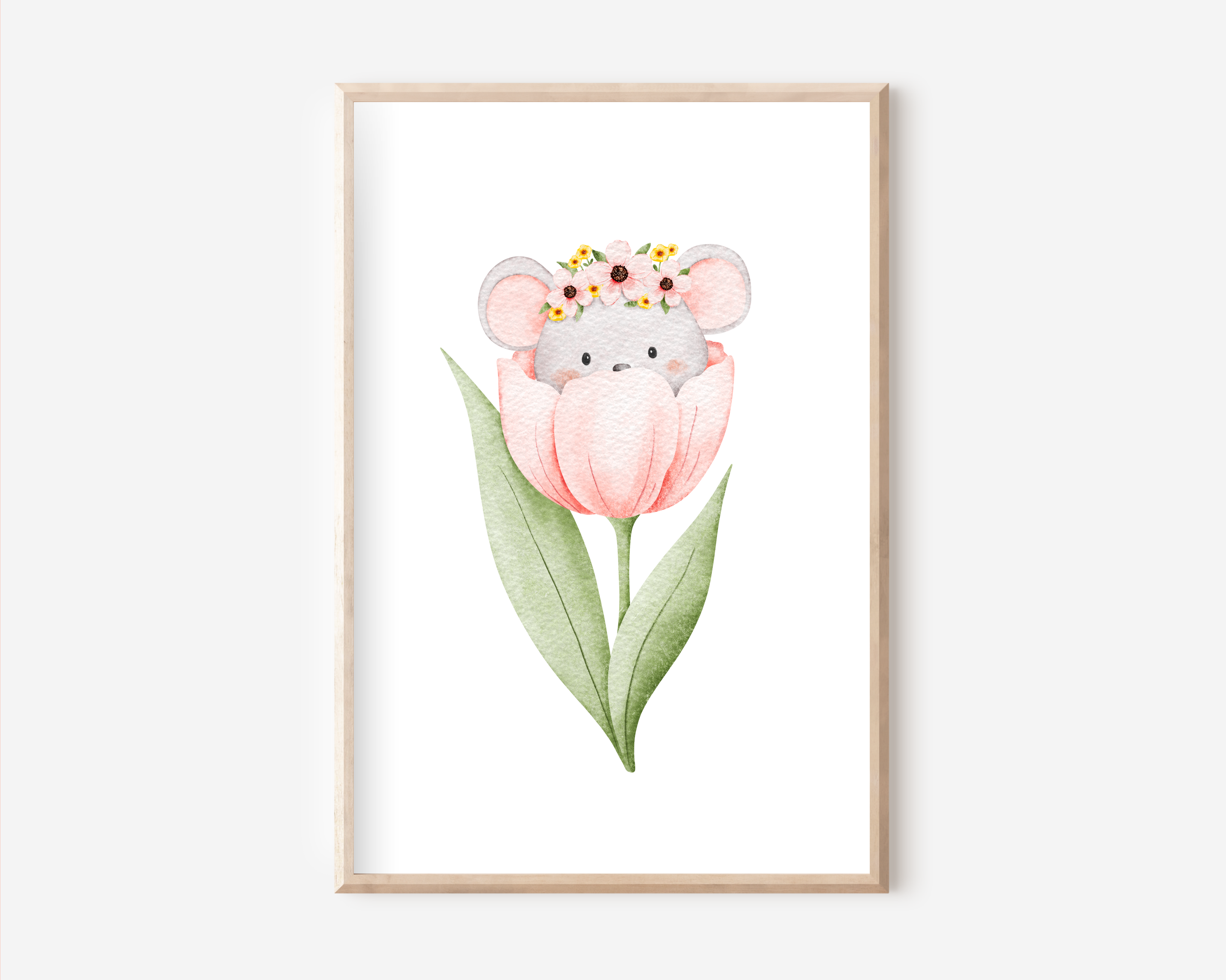 Maus mit Blume Poster | Kinderzimmer