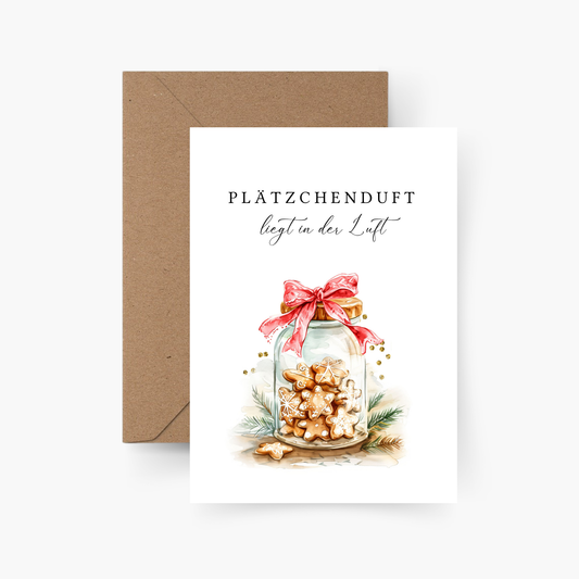 Weihnachtskarte "Plätzchenduft liegt in der Luft"