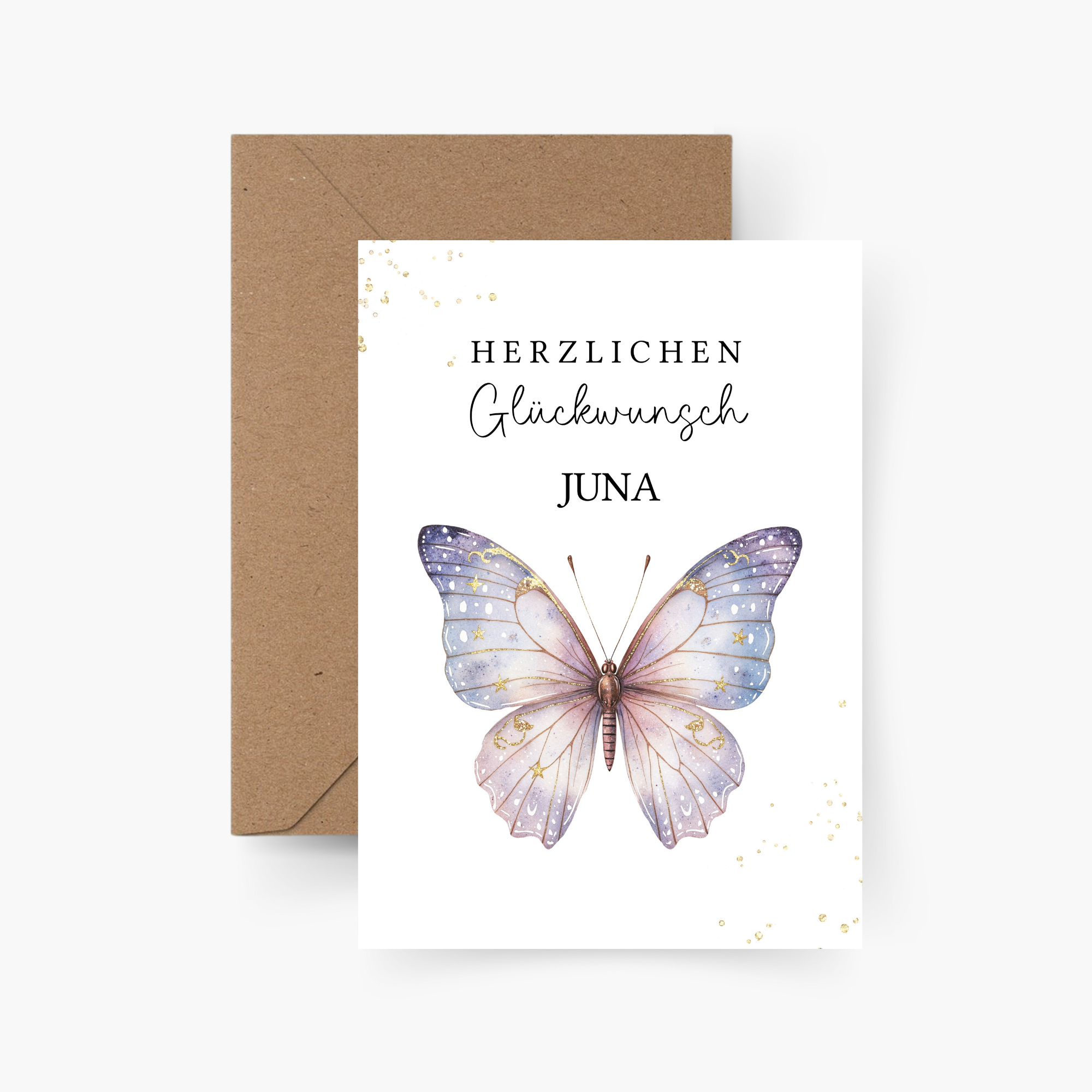 Geburtstagskarte Schmetterling personalisiert mit Namen A6