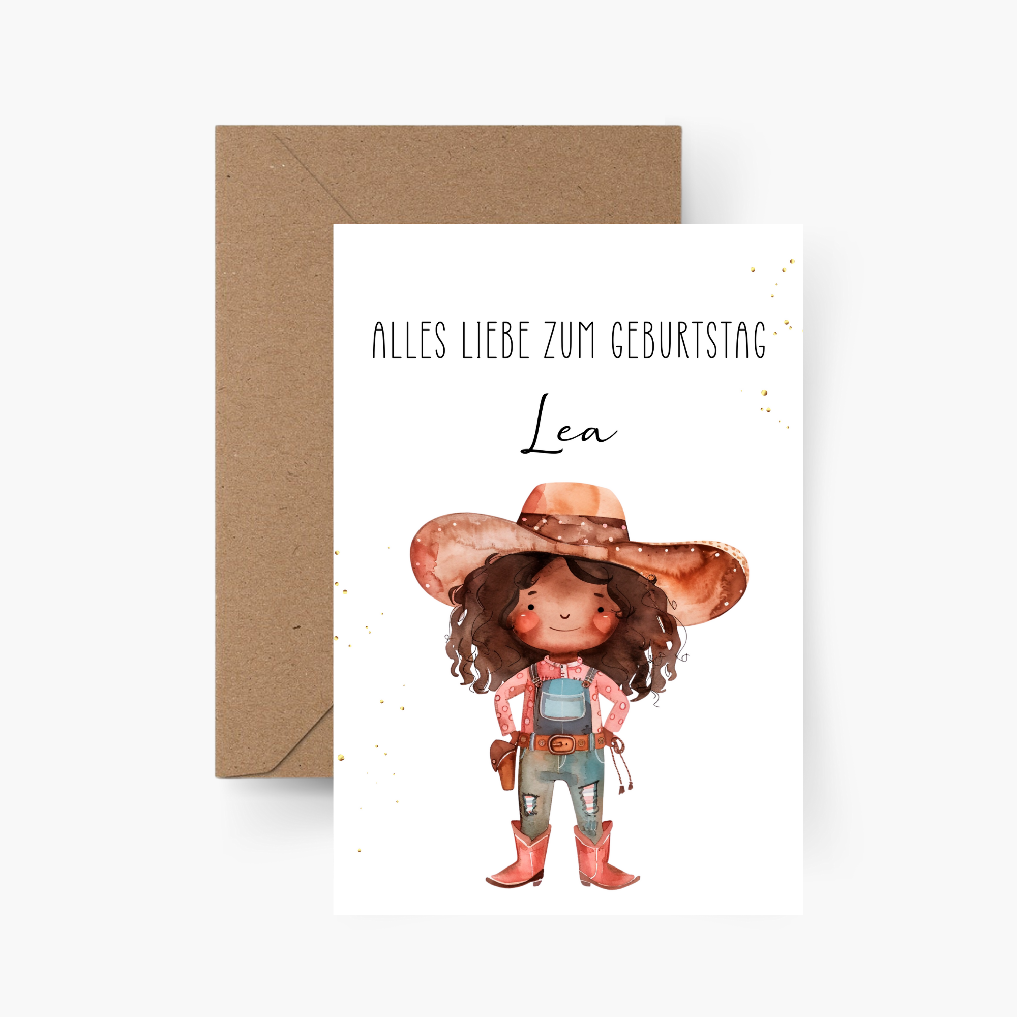 Geburtstagskarte Cowgirl personalisiert mit Namen A6