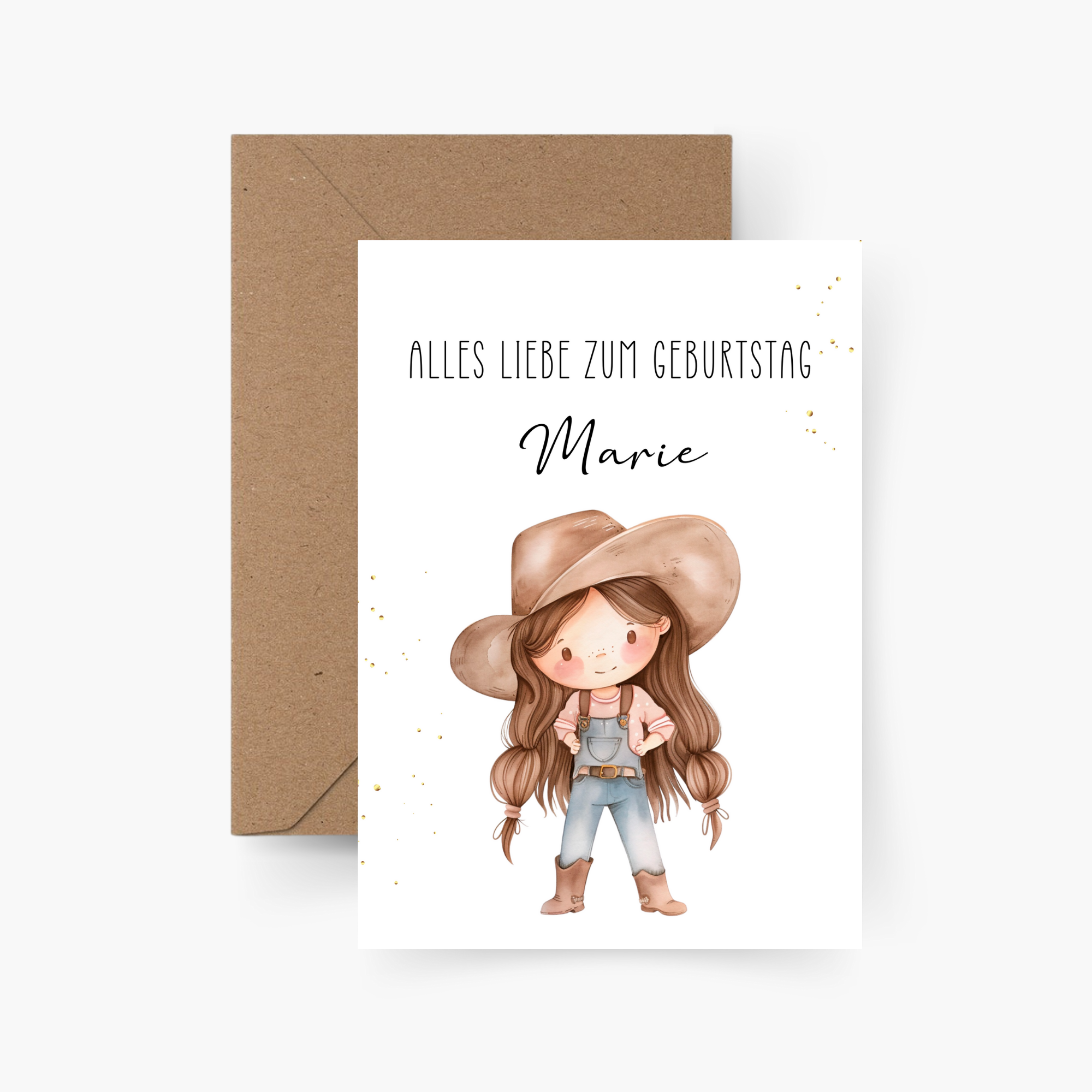 Geburtstagskarte Cowgirl personalisiert mit Namen A6