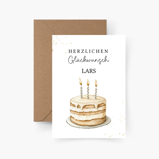 Geburtstagskarte Torte personalisiert mit Namen A6