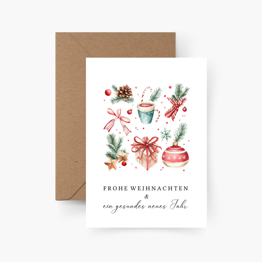 Weihnachtskarte "Frohe Weihnachten und ein gesundes neues Jahr"