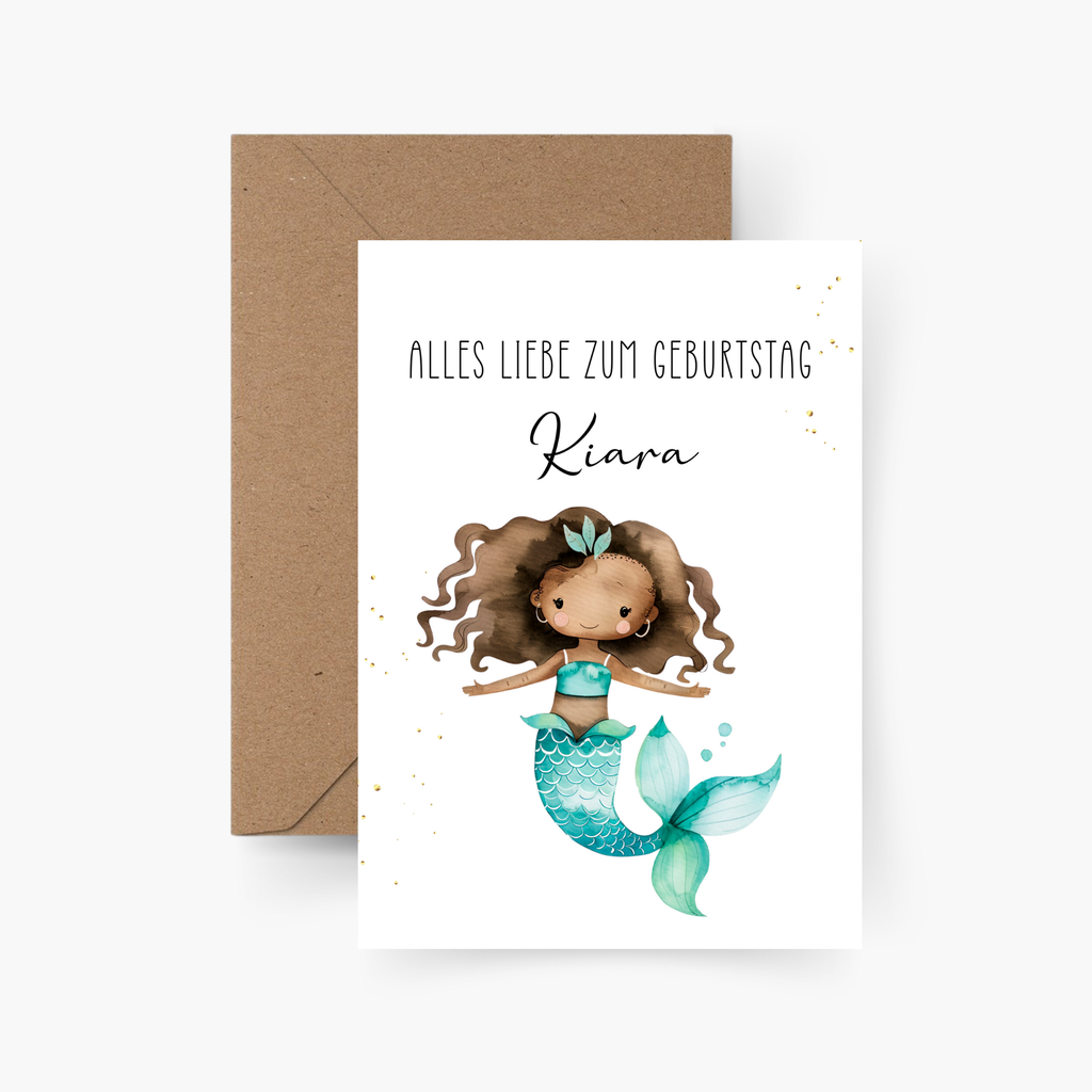 Geburtstagskarte Meerjungfrau personalisiert mit Namen A6