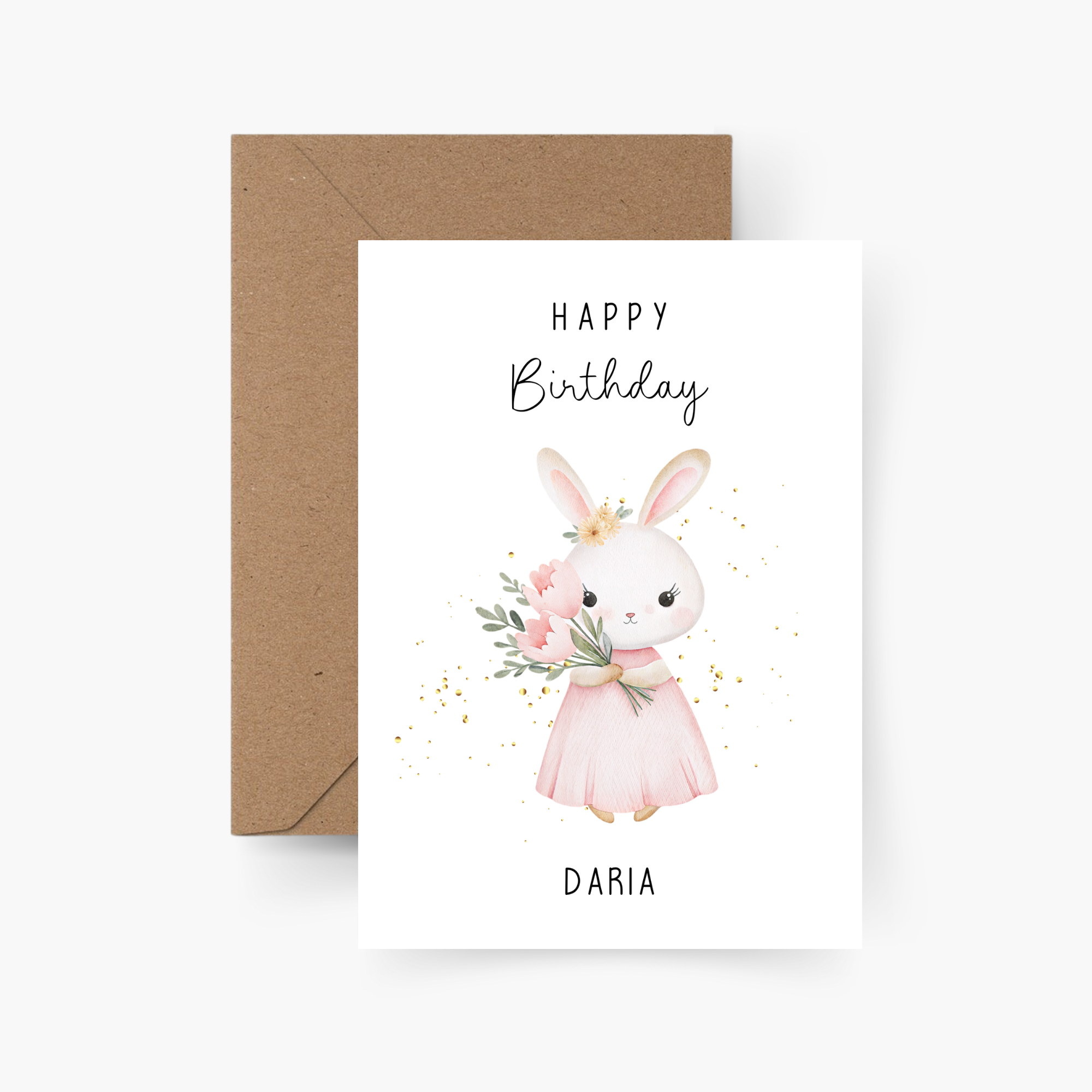 Geburtstagskarte Hase personalisiert mit Namen A6