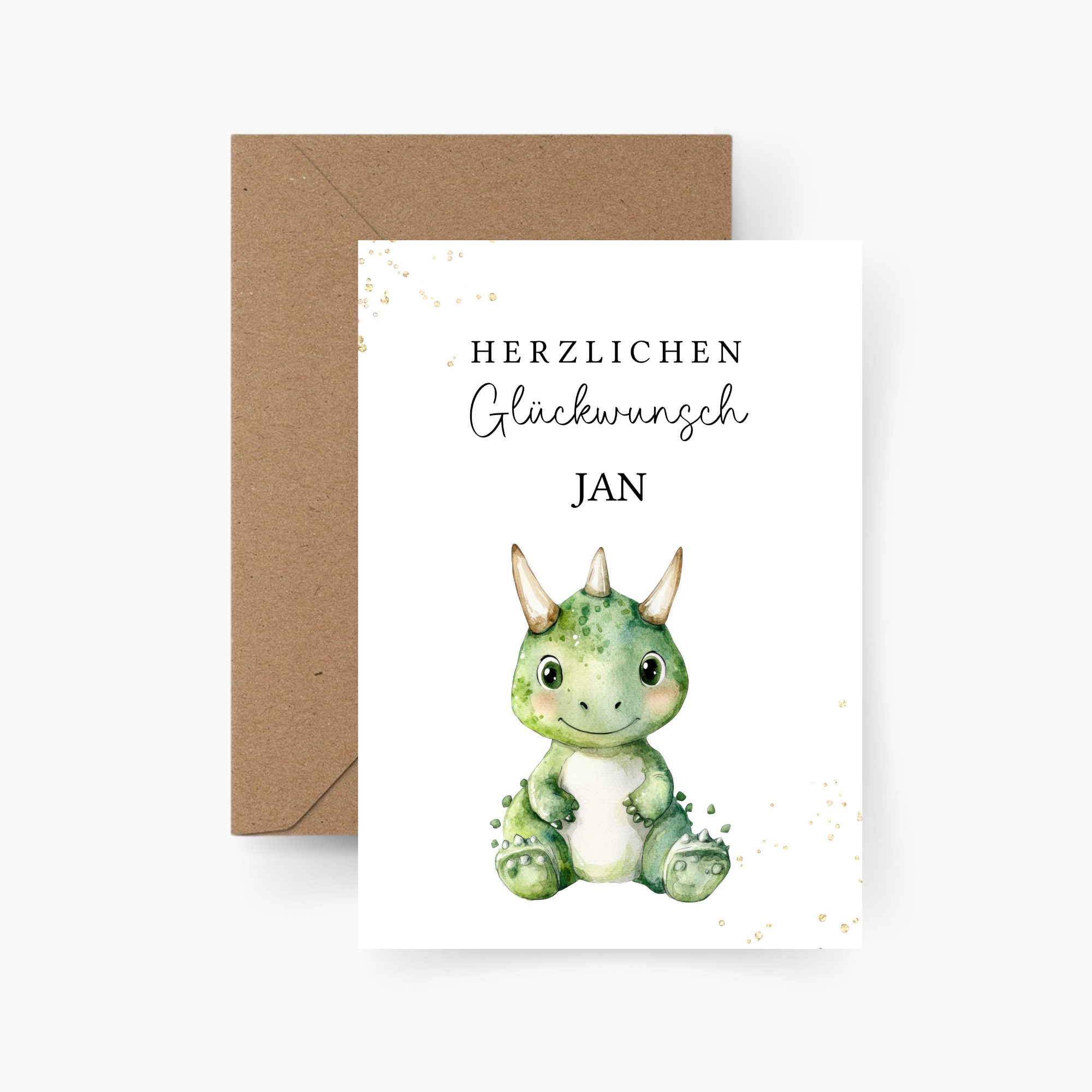 Geburtstagskarte Dino personalisiert mit Namen A6