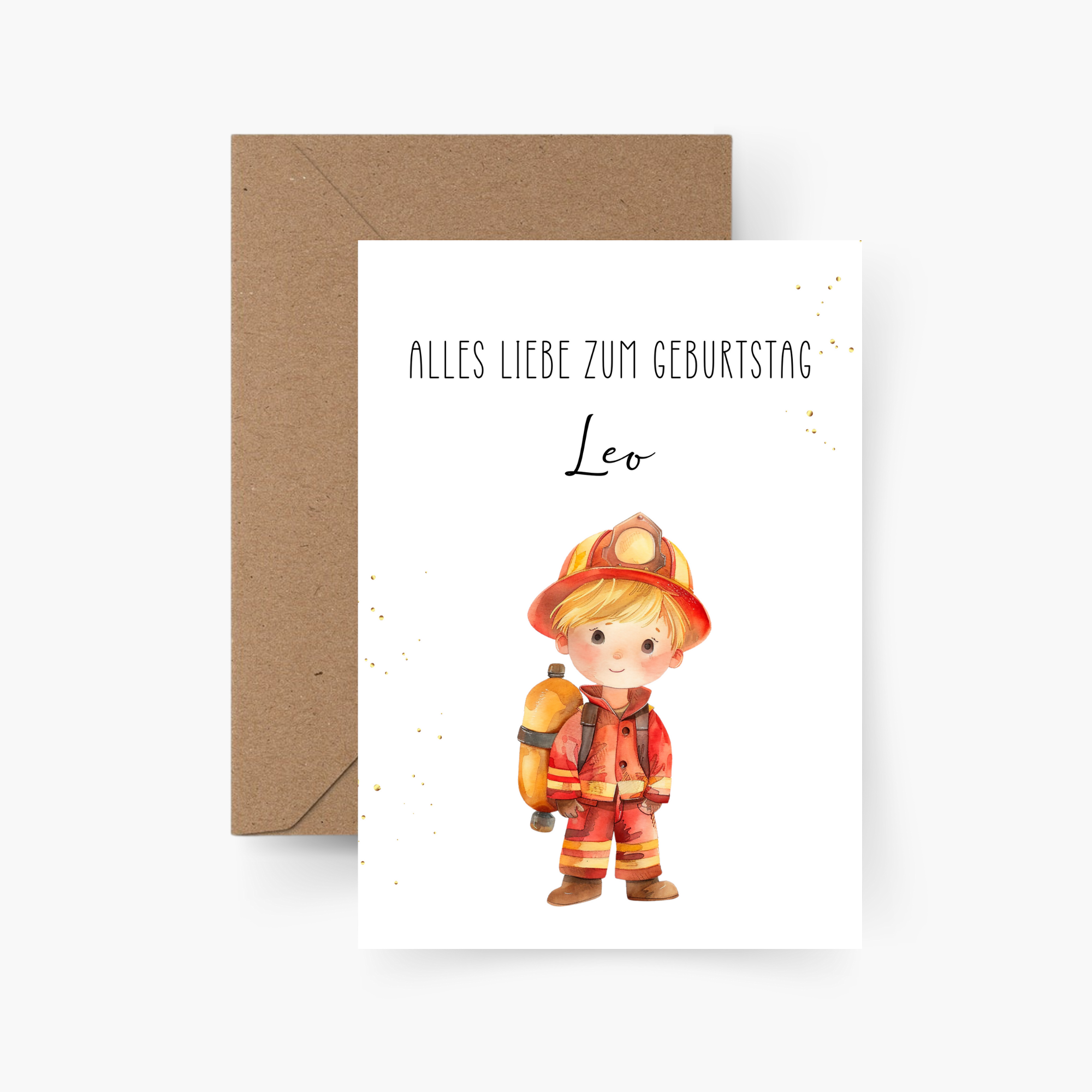 Geburtstagskarte Feuerwehrmann personalisiert mit Namen A6
